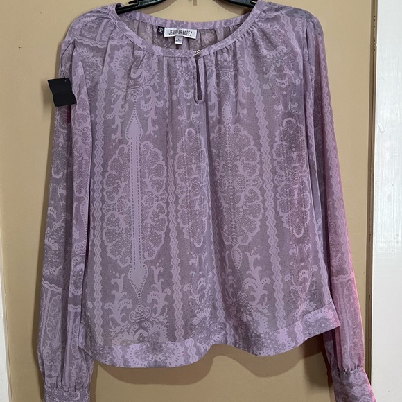 Jennifer Lopez Purple Relaxed Pleated Blouse - Picture 1 of 4